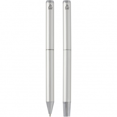 Logotrade promotional products photo of: Lucetto recycled aluminium ballpoint and rollerball pen gift set